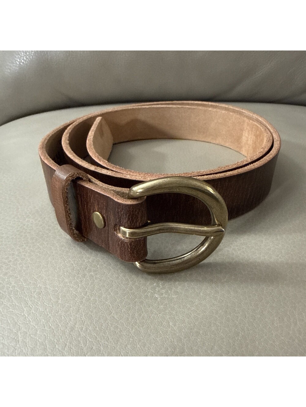 RRL Double RL Distressed Tan Leather Belt Made in Italy Size 34 Width 1 inch